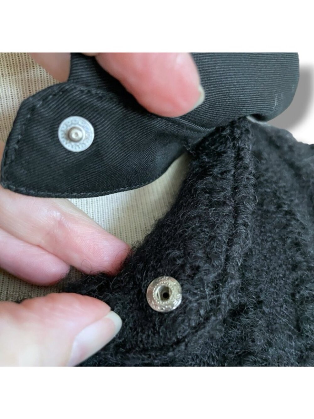 Vintage 1970s Courreges Paris Jacket Size C US Medium Large Black Boucle Wool - Picture 7 of 13